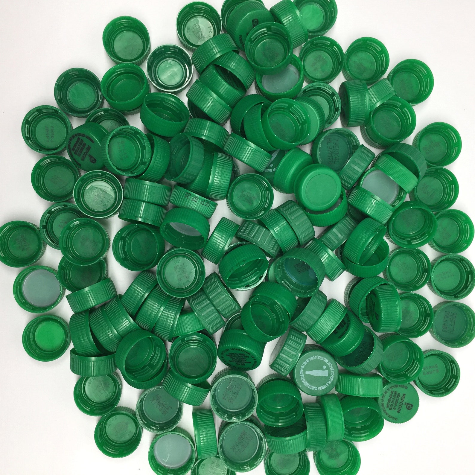 160 Plastic Green Soda Bottle Caps Lids for Crafts Etsy