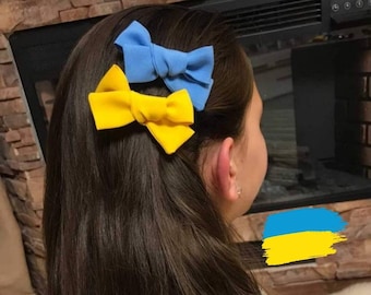 Blue and Yellow Hair Bows clips set, ukrainian bows, Ukraine hair clip, Yellow and blue hair clip, Ukraine Flag Bow, spring hair clip