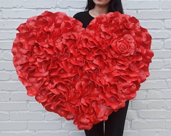 Großes Rotes Herz Türkranz, Rose HERZEN Wreath, Red Rose hängend Herz Valentinstagskranz rotes Herz Herz Wandbehang