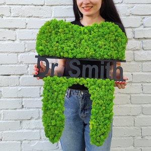 Dentist office sign, Wall moss tooth, Dentist Gift, Dental Office Wall Decor, Orthodontist Office Sign