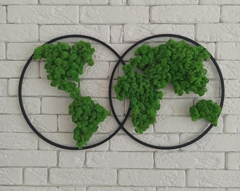 Moss World Map, Preserved moss wall, Housewarming Gift, 5th Anniversary Travel Lover Boss Gift, Office Wall Art, Home Office Decor