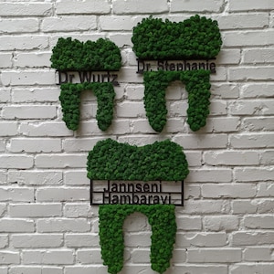 Custom Dentist Office Wall Decor, Wall moss tooth Dentist office sign Vertical moss art, Dentist Gift Dental Office Wall Decor Orthodontist