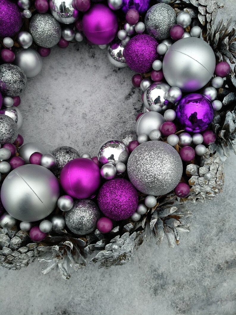Christmas Wreath Purple Christmas Wreath Christmas Bauble - Etsy
