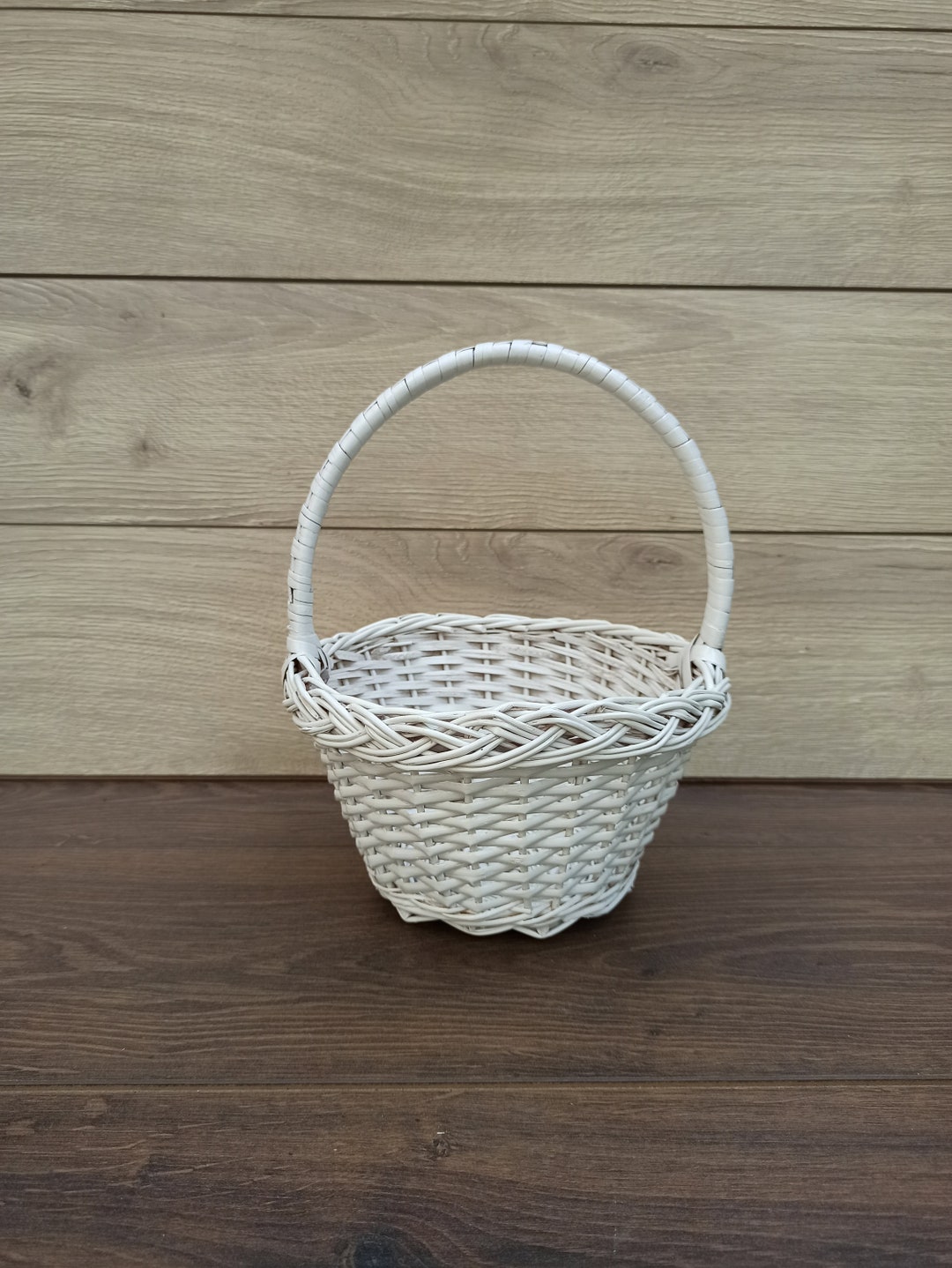White Wicker Basket Wedding Basket White Twig Basketwedding Etsy