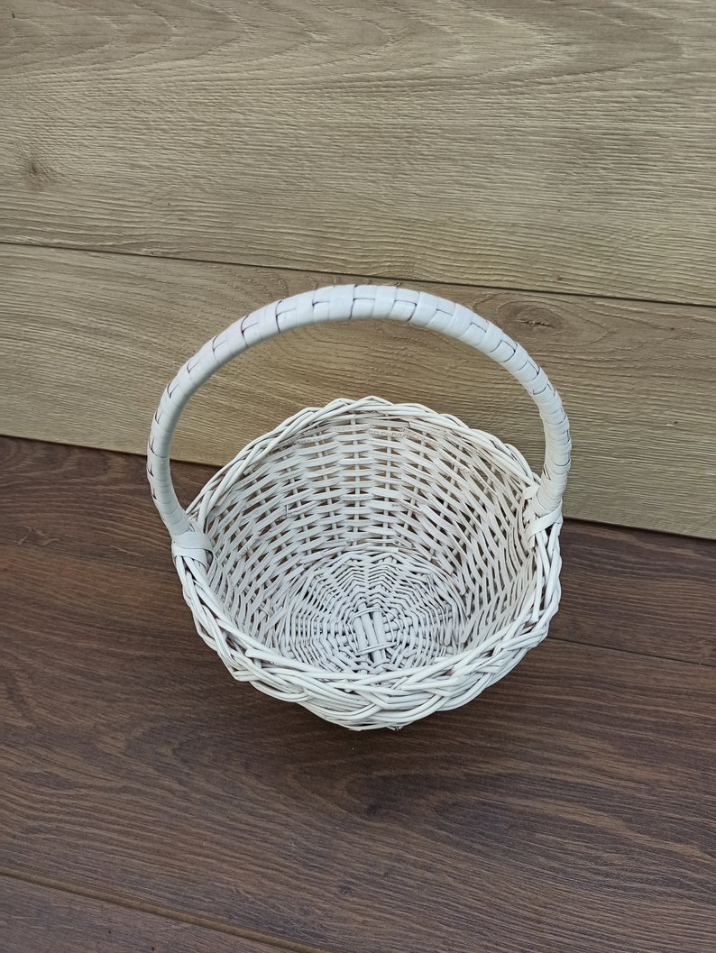 White Wicker Basket Wedding Basket White Twig Basketwedding Etsy