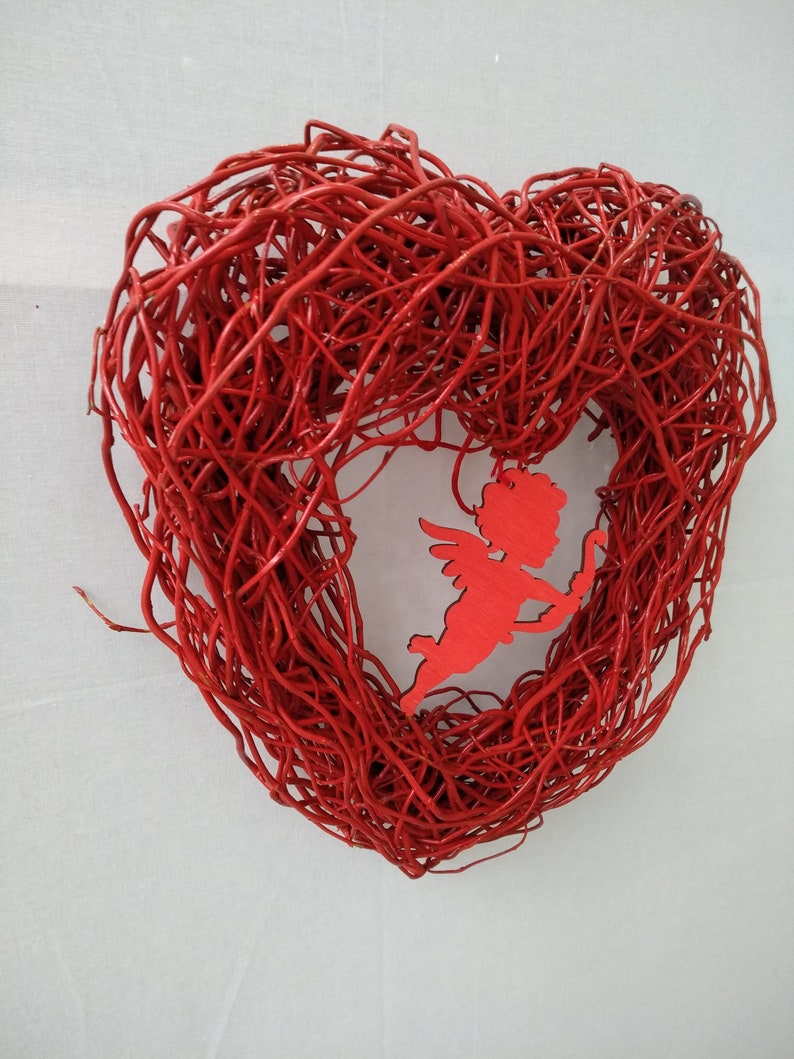Red Heart Wreath Valentine Party Home Decor Decoration Valentine Decor For Door Valentines Day Wreath Cupid Valentine S Wreath Red Heart
