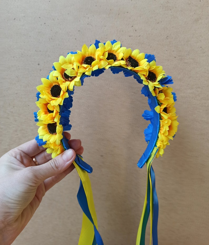 Ukrainian Double Cornflower and Sunflowers With Yellow and Etsy