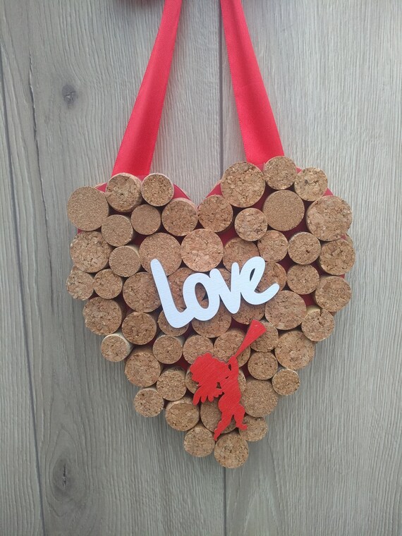 Heart Shaped Natural Cork Wreath Valentines Day Wreath Heart Etsy
