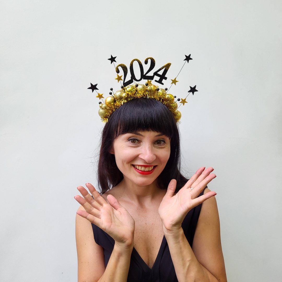 Black and Gold 2024 Crown New Years Eve Crown 2024 Headband Etsy