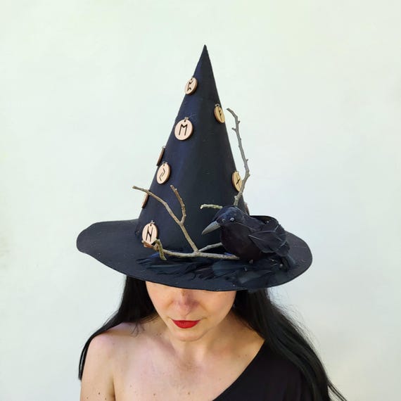 Halloween Witch Hat for Women Adult, Witch Hat With Raven  display picture 3