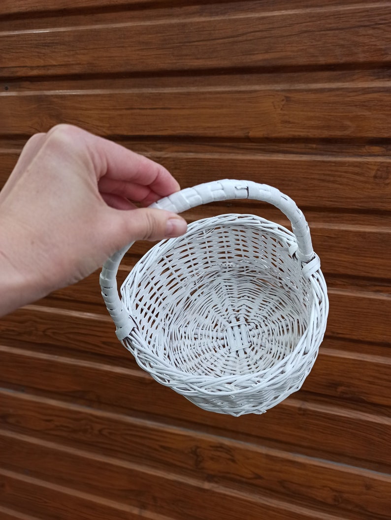 White Wicker Basket Kid Wicker Basket Small Willow Basket Etsy