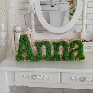 Real moss name art, moss names, childrens wall art, Living Names, Wall Decor, Home Decor, Woodland Nursery, Name Signs