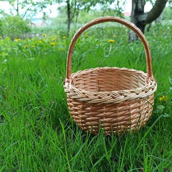 Wicker Basket With Handle Round Small Willow Handle Round Wicker Basket Small Willow, Small Round Wicker Basket