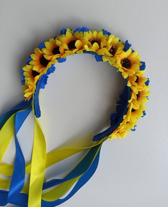 Ukrainian Double Cornflower and Sunflowers With Yellow and Etsy