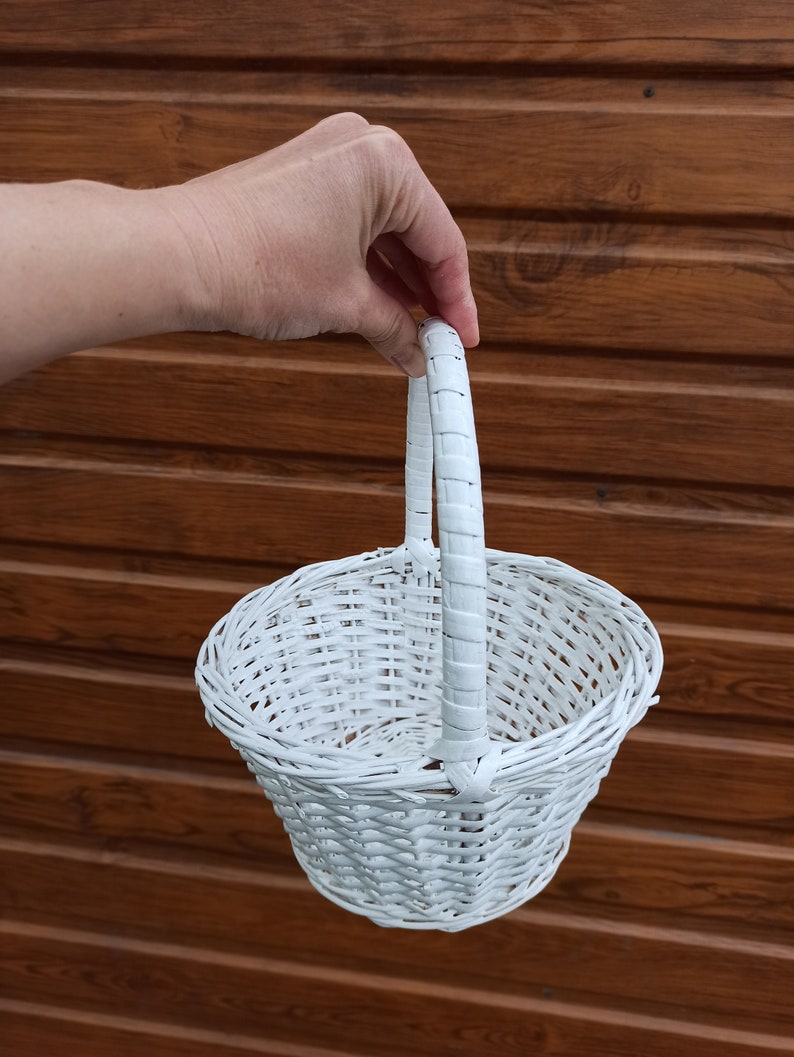 White Wedding Basket White Wicker Basket Kid Wicker Basket Etsy