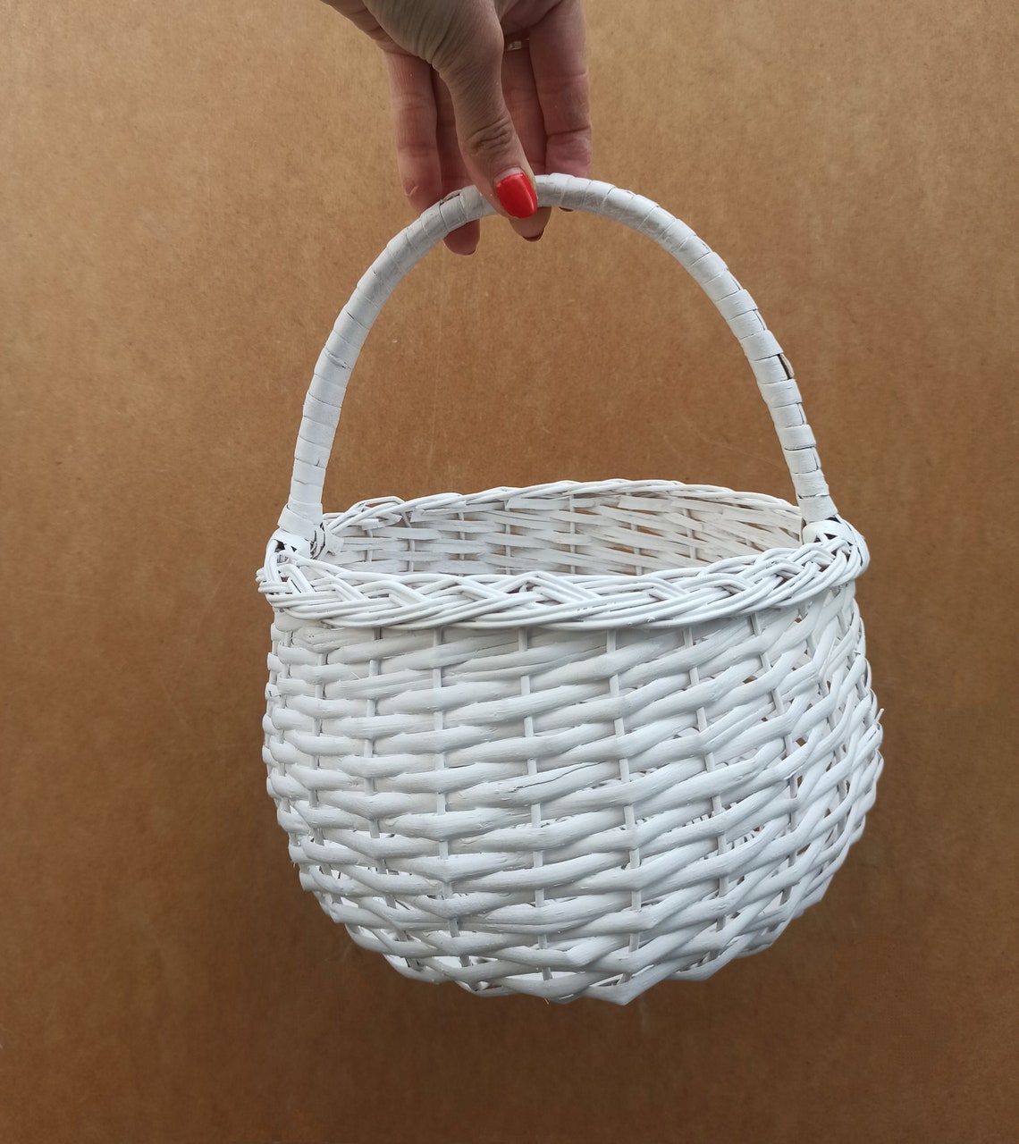 White Wedding Basket White Wicker Basket Kid Wicker Basket Etsy