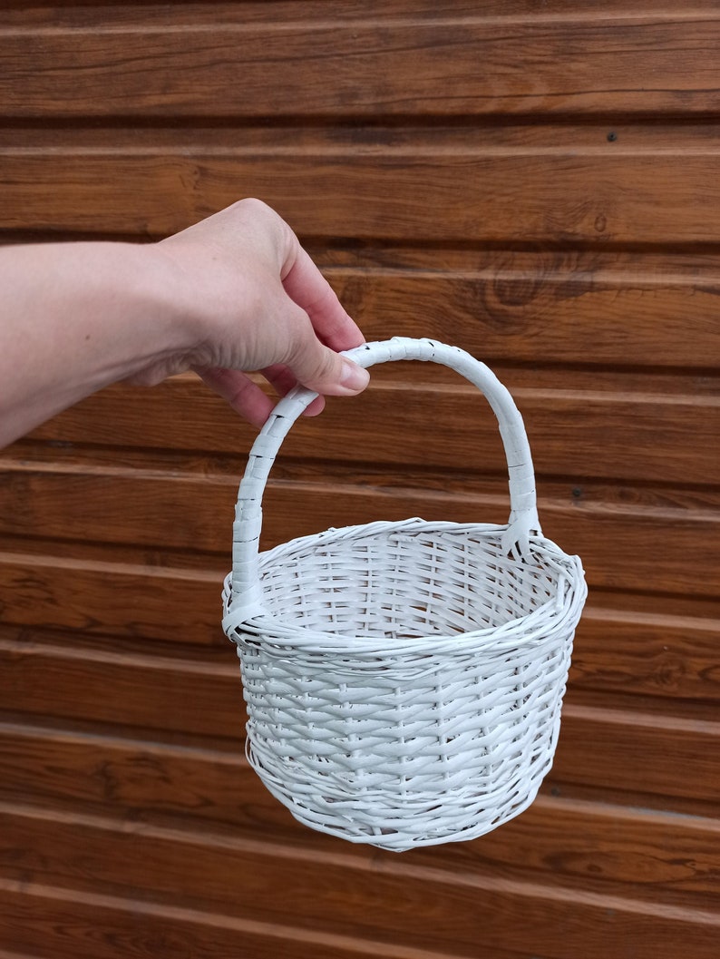 White Wicker Basket Kid Wicker Basket Small Willow Basket Etsy