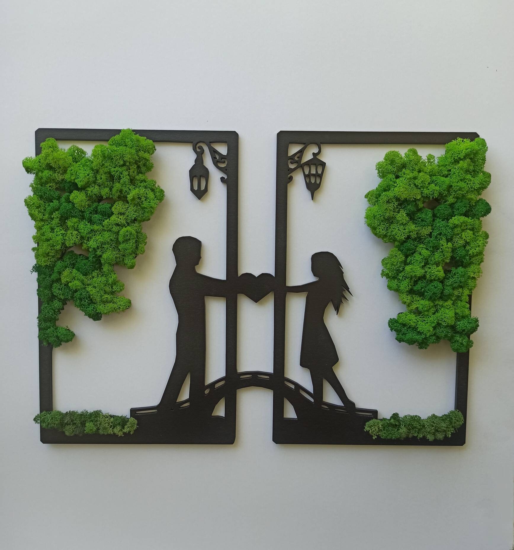 Moss Wall Art Romantic Wall Decor Gift for Couple Moss Etsy
