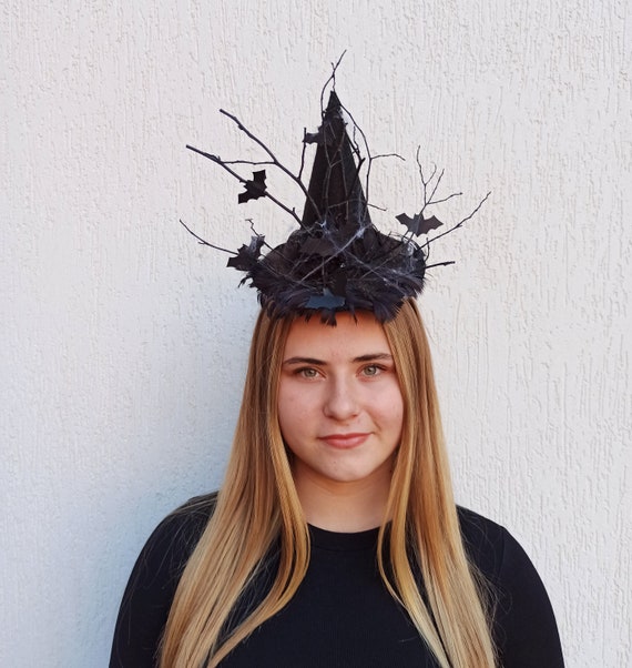 Halloween Witch Hat, Witches Hat Headband, Black witch hat, Mini Witch Hat Headbands, halloween headband adult, Witch costume hat