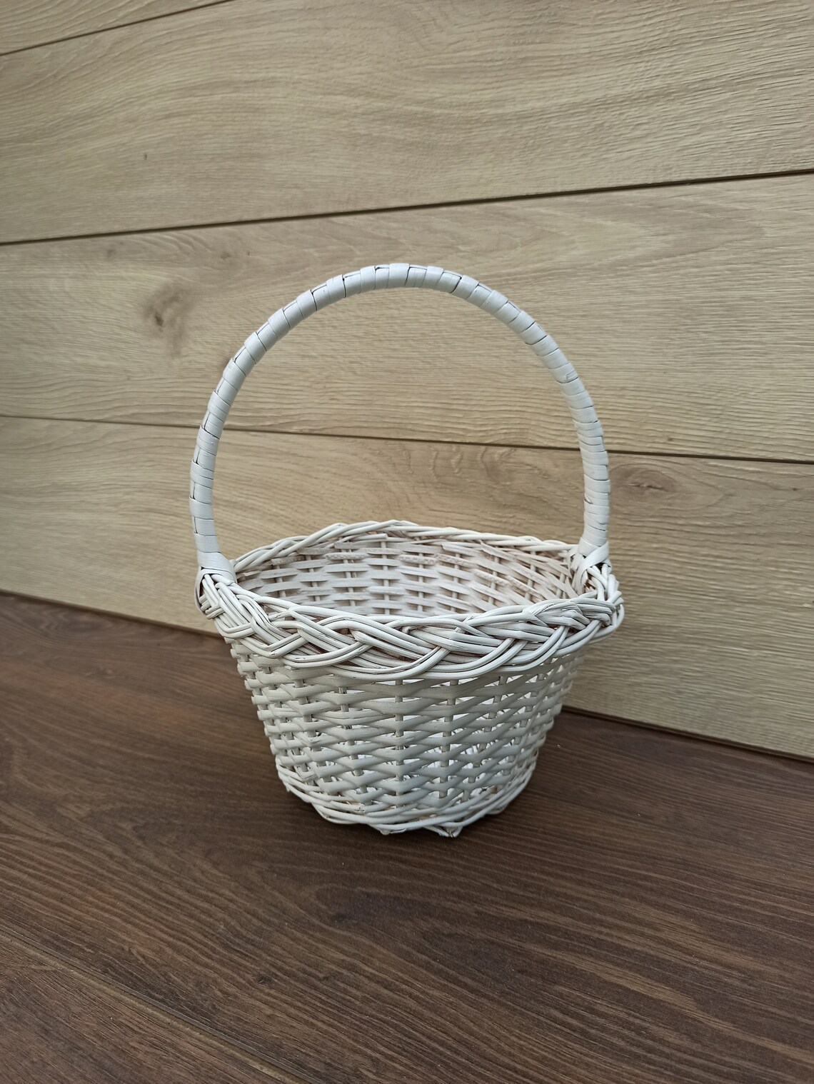 White Wicker Basket Wedding Basket White Twig Basketwedding Etsy