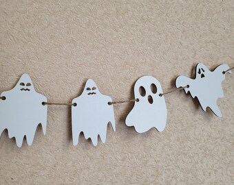 Halloween houten spookslinger voor schoorsteenmantel, spookmuur hangend decor, spook halloween decor, spookachtig seizoen huisdecor, spookslinger