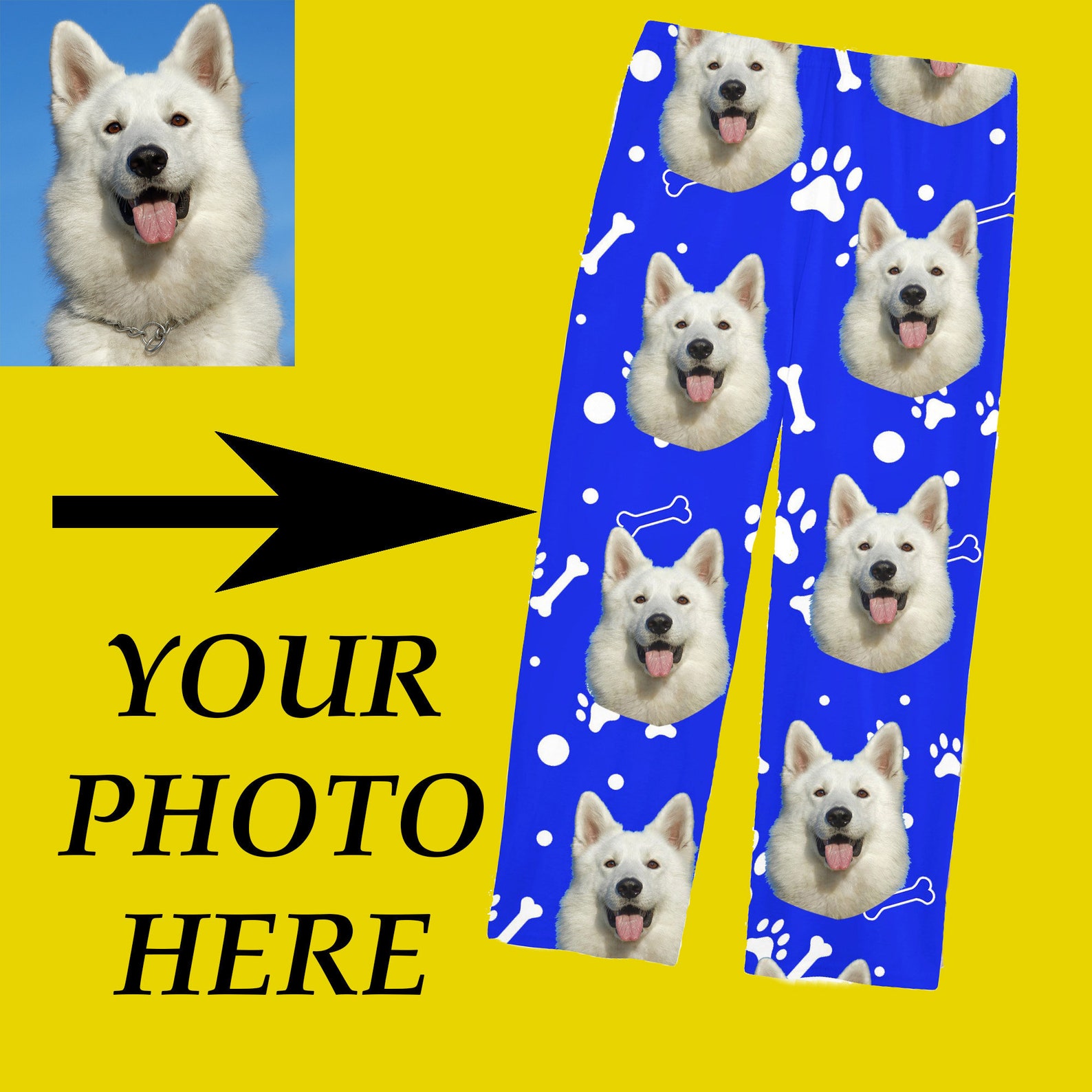 Custom Print Pajamas With Dog Photo Personalized Paw Print - Etsy