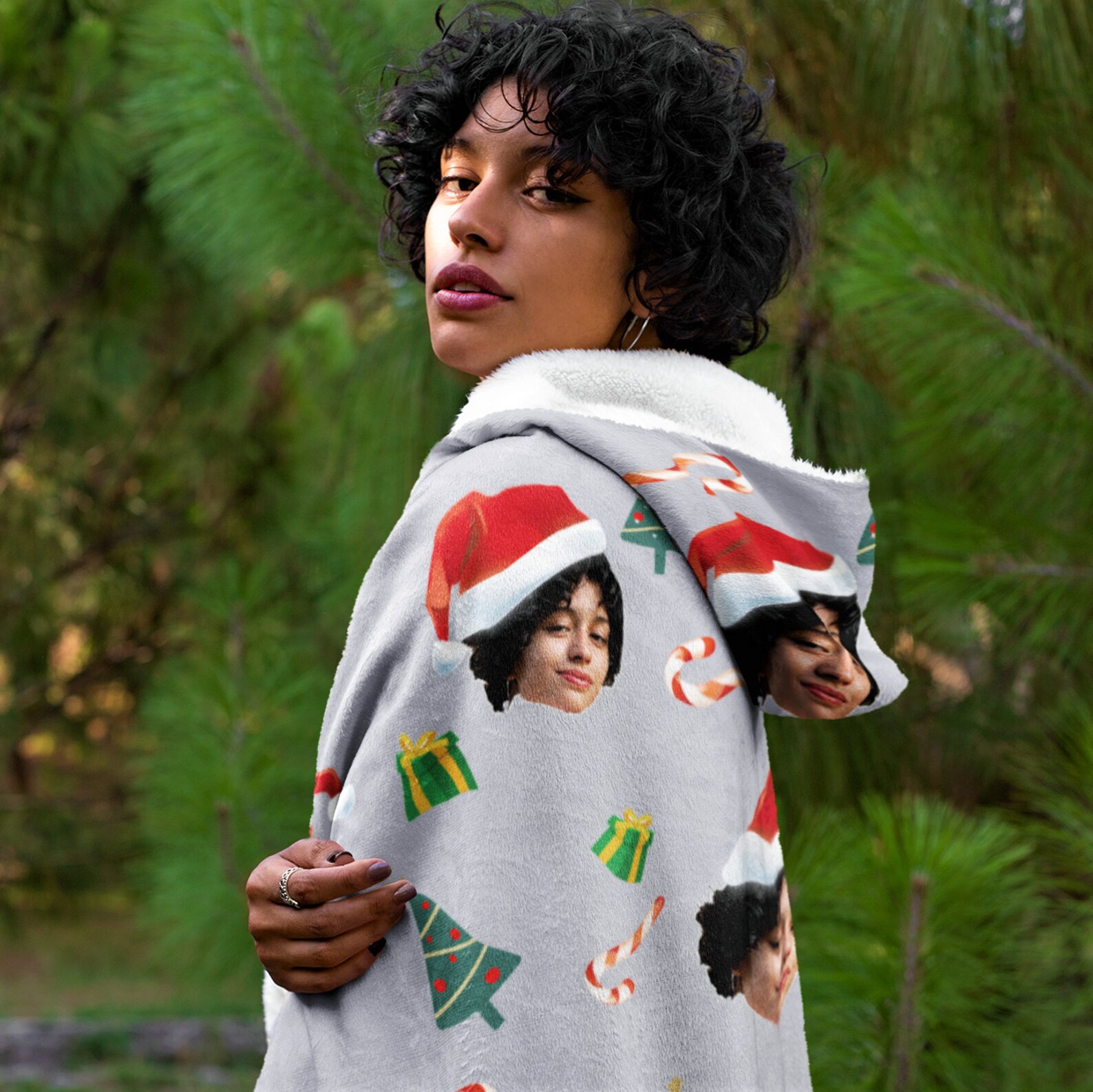 Personalized Face Christmas Kids Hooded Blanket Custom Photo Etsy