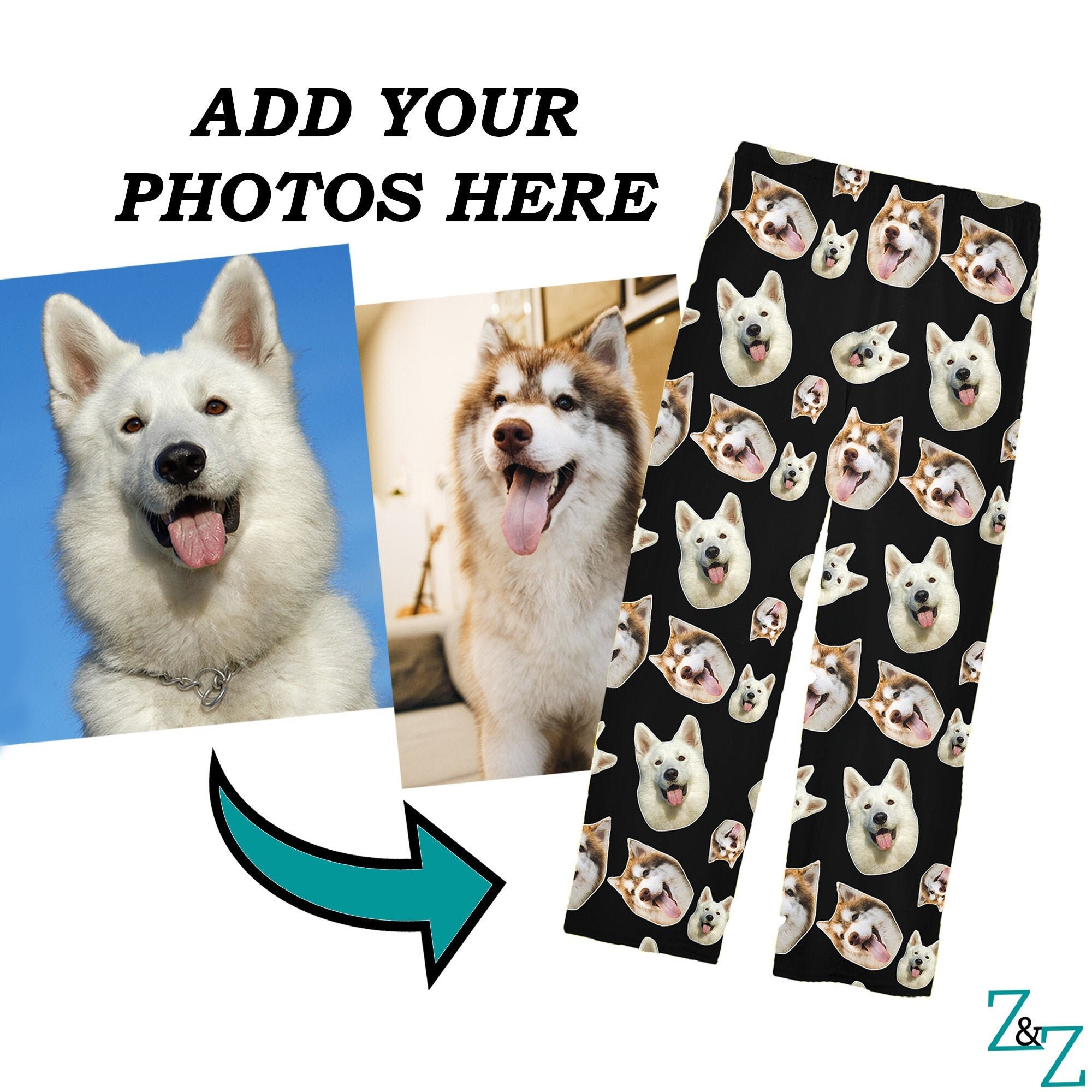 Dog Face Christmas Pajama Pants Funny Add Your Dog's Photo to