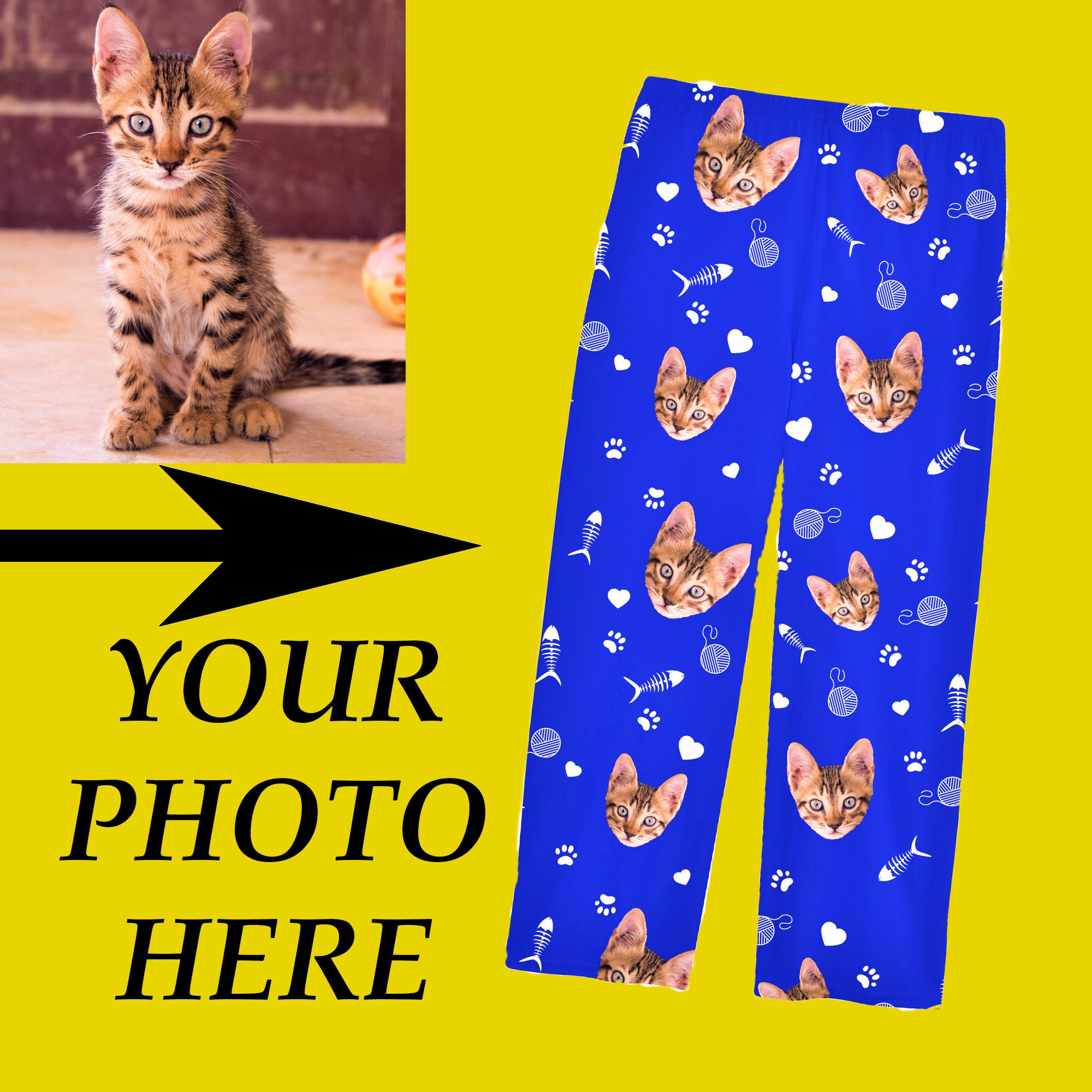 Custom Cat Pajamas Personalized Pet Photo Pajama Pants Etsy
