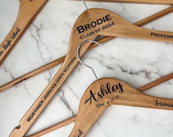 2026 Graduation Personalized Wooden Hanger - Custom Engraved Clothing & Gown Holder - Unique Grad gift