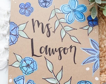 Floral Painted Clipboard: Personalized Teacher Gift