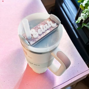 Tumbler Name Tag | Personalized Tumbler Name Tag | Custom Cup Name Plate for Her | Gift for Mom | Name Plate | Tumbler Lid Accessory