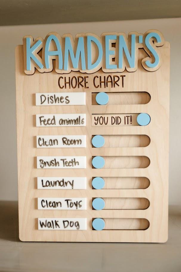 Personalized Kids Chore Chart, Sliding Visual Routine Board, ADHD ...