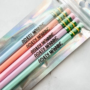 Custom Personalized Pastel Pencils for your kids or teacher gift Personalized name and shapes