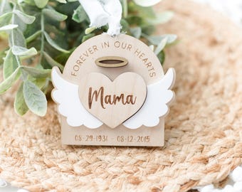 Personalized Angel Wing Memorial Ornament: Birch Wood Keepsake