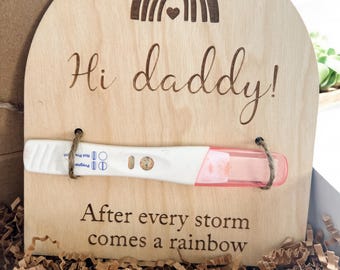 Rainbow Baby Announcement Wooden Sign | Keepsake Pregnancy Announcement | Pregnancy Test Keepsake