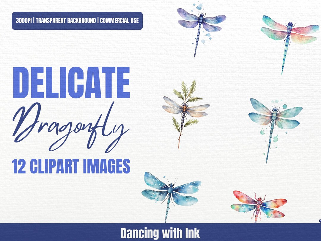 Dragonfly Clipart Set Delicate Pastel Dragonflies Insects Digital ...