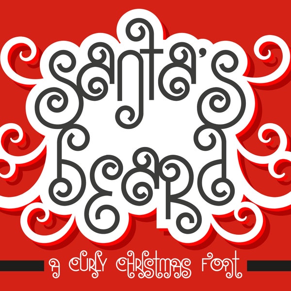 Santa's Beard Curly Christmas Font | Whimsical Xmas Typeface | Commercial Use | Swirly Santa Claus Font for Festive Quotes & Branding