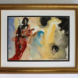 Authentiek Salvador DALI Limited Biblia Sacra "The Birth of Christ" uit 1967, ondertekend op maat ingelijst galerijcertificaat