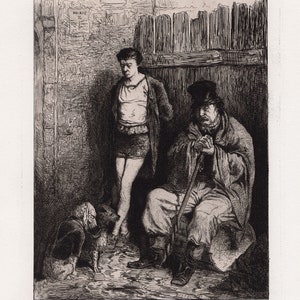 Gravura original de Pierre-Marie Beyle, década de 1800, "Permissão Recusada", emoldurada e assinada, com certificado de autenticidade.