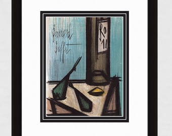 ベルナール・ビュッフェ作「静物画」リトグラフ、1968年、特注額装