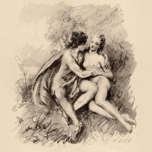 Paul-Emile Becat Original 1947 Limited Lithograph &quot;Le coup de Foudre&quot; Framed Gallery Certificate