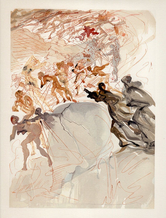 サルバドール・ダリ作「神の喜劇」1960年オリジナル木版画「欲望