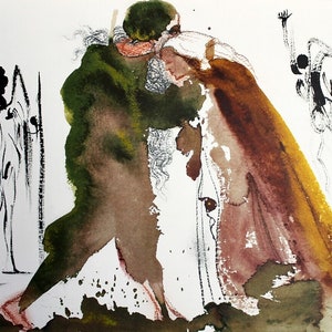1967 Salvador DALI ORIGINAL Biblia Sacra &quot;Tobias listens to Raphael&quot; SIGNED Limited Custom Framed Gallery Certificate