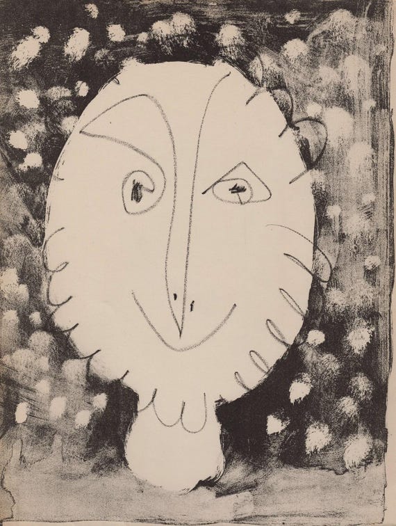 ピカソ 1949年 カラーリトグラフ「喜びの顔」限定版 ギャラリー額入り