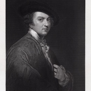 1800&#39;s Joshua Reynolds Signed Engraving &quot;Sir Joshua Reynolds&quot; GALLERY FRAMED COA