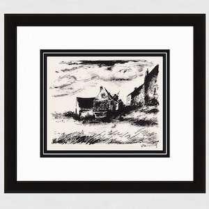 MAURICE VLAMINCK Original 1958 Limited Lithograph &quot;Houses in France&quot; SIGNED Custom Framed Gallery Certificate