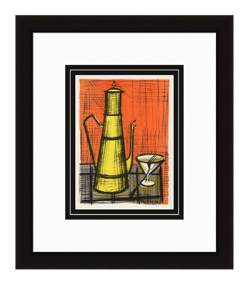 ベルナール・ビュッフェ 「瓶と果物の静物」 銅版画 ベルナール・ビュッフェ 1967年 カラーリトグラフ「コーヒーポットの