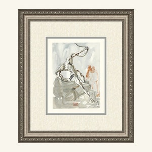 1960 Salvador DALI Authentischer Göttlicher Komödie Holzschnitt &quot;Die Diebe&quot; SIGNED COA mit individuell gestaltetem Rahmen