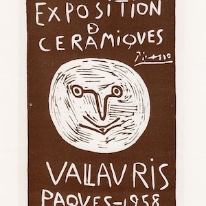 1968年 パブロ・ピカソ サイン入りカラーリトグラフ「驚きの顔